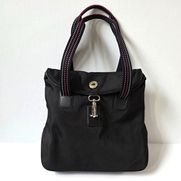 Cole Haan Purse Black Nylon Satchel Tote Travel Packable Handbag - Picture 1 of 11